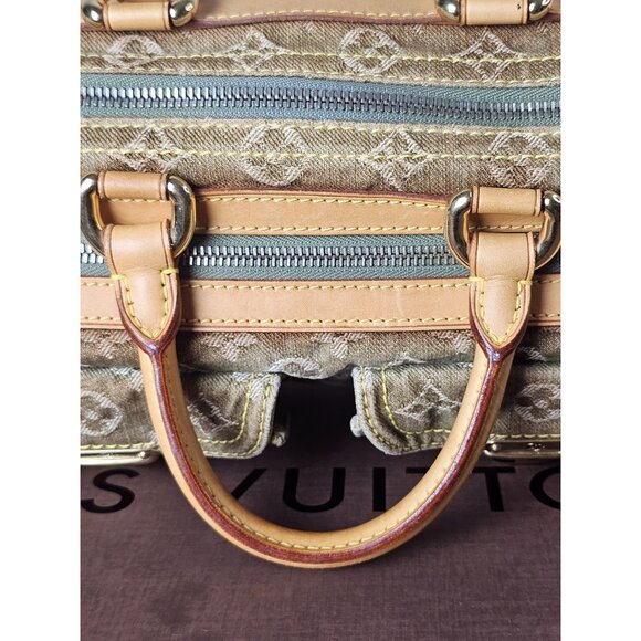LOUIS VUITTON Green Denim Leather Speedy Neo Monogram Satchel LV LTD EDTN - Picture 13 of 16
